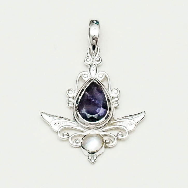 Mohnaa Silver Pendant with Lolite Gemstone