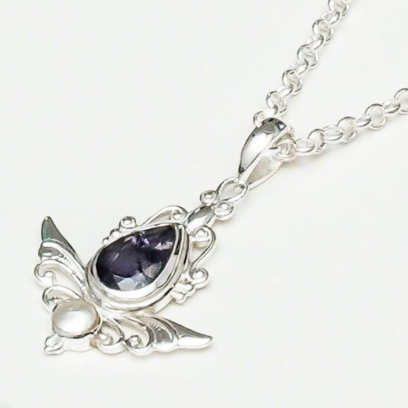 Mohnaa Silver Pendant with Lolite Gemstone