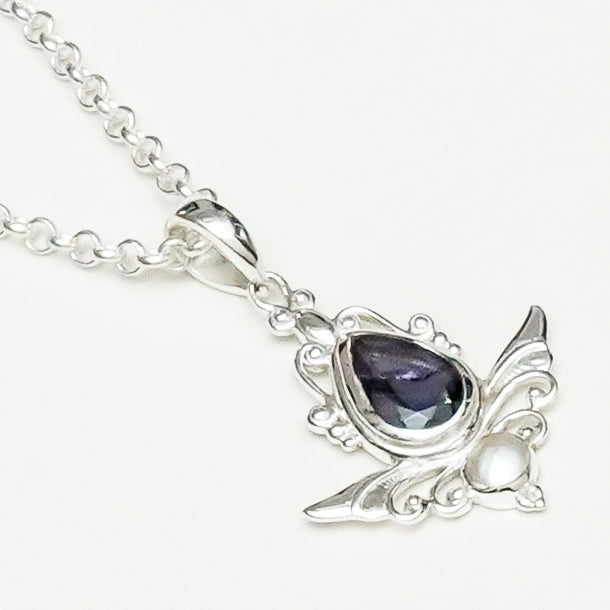 Mohnaa Silver Pendant with Lolite Gemstone
