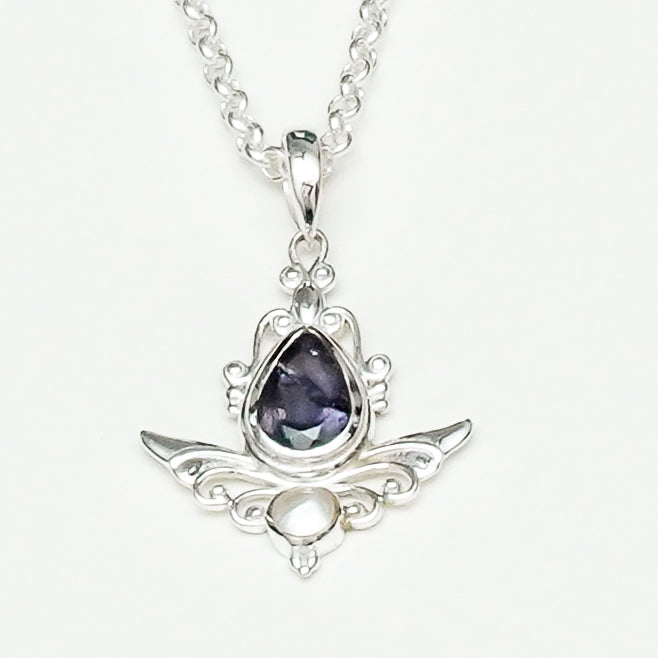 Mohnaa Silver Pendant with Lolite Gemstone