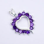 Multiheart Pendant With Amethyst Gemstone in 925 Sterling Silver