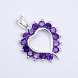 Multiheart Pendant With Amethyst Gemstone in 925 Sterling Silver