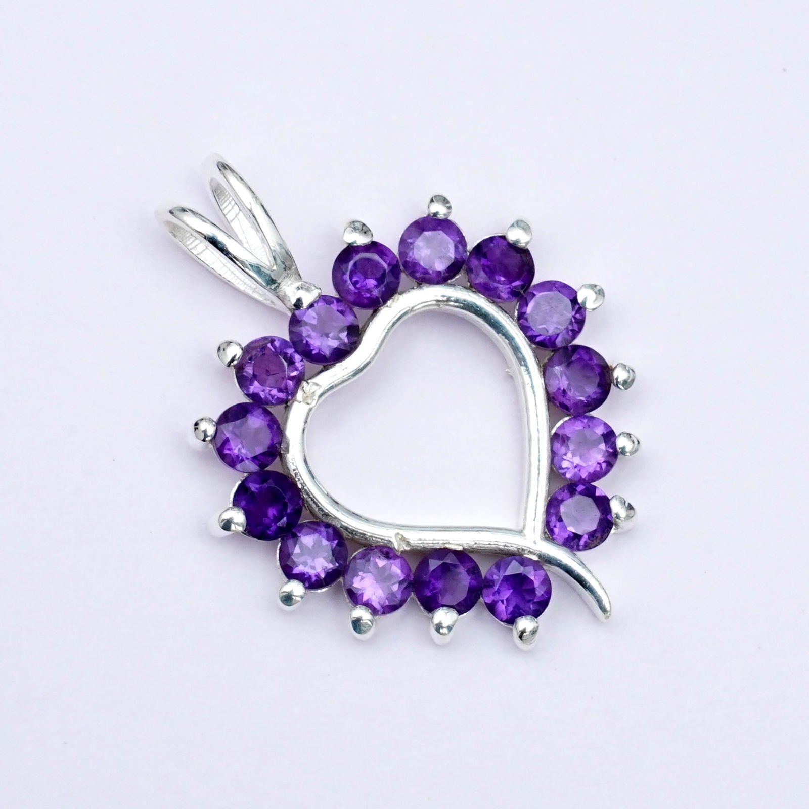 Multiheart Pendant With Amethyst Gemstone in 925 Sterling Silver