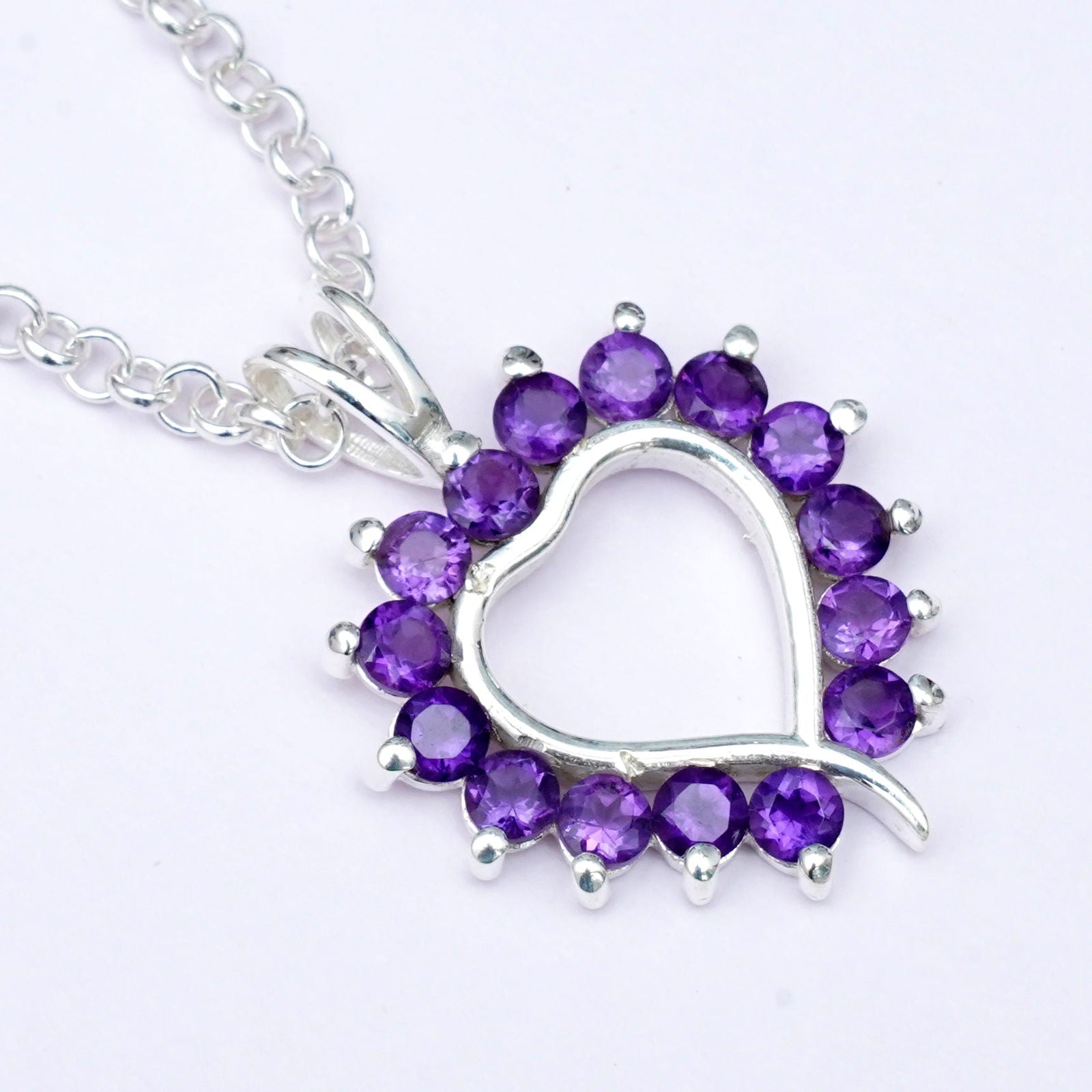 Multiheart Pendant With Amethyst Gemstone in 925 Sterling Silver