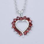 Multiheart Pendant With Garnet Gemstone in 925 Sterling Silver