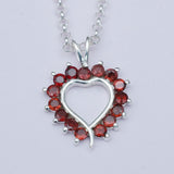 Multiheart Pendant With Garnet Gemstone in 925 Sterling Silver