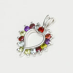 Multiheart Pendant With Multi Gemstone in 925 Sterling Silver