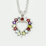 Multiheart Pendant With Multi Gemstone in 925 Sterling Silver