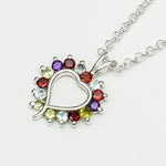 Multiheart Pendant With Multi Gemstone in 925 Sterling Silver