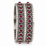 Ruby Royale 925 Sterling Silver Kada with ruby-colored synthetic stones and handcrafted oxidized silver detailing