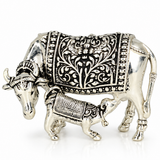 Mohnaa Kamdhenu 925 Sterling Silver Cow & Calf Figurine