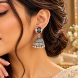 Mohnaa Vaidehi Silver Jhumka Earrings