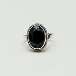 Ovel Black Stone Ring in 925 Sterling Silver