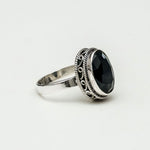 Ovel Black Stone Ring in 925 Sterling Silver