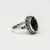 Ovel Black Stone Ring in 925 Sterling Silver