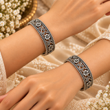 Kusum Valli Floral Bangles (Pair) – 925 Sterling Silver