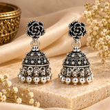 Mohnaa Varnika Silver Jhumka Earrings