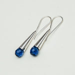 Pearl Drop Designer Earrings With Blue stone In Solid Silver Jewelry