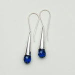 Pearl Drop Designer Earrings With Blue stone In Solid Silver Jewelry