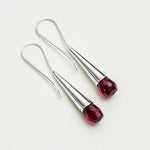 Pearl Drop Designer Earrings With Garnet Gemstone In Solid Silver Jewelry