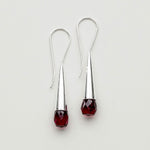 Pearl Drop Designer Earrings With Garnet Gemstone In Solid Silver Jewelry