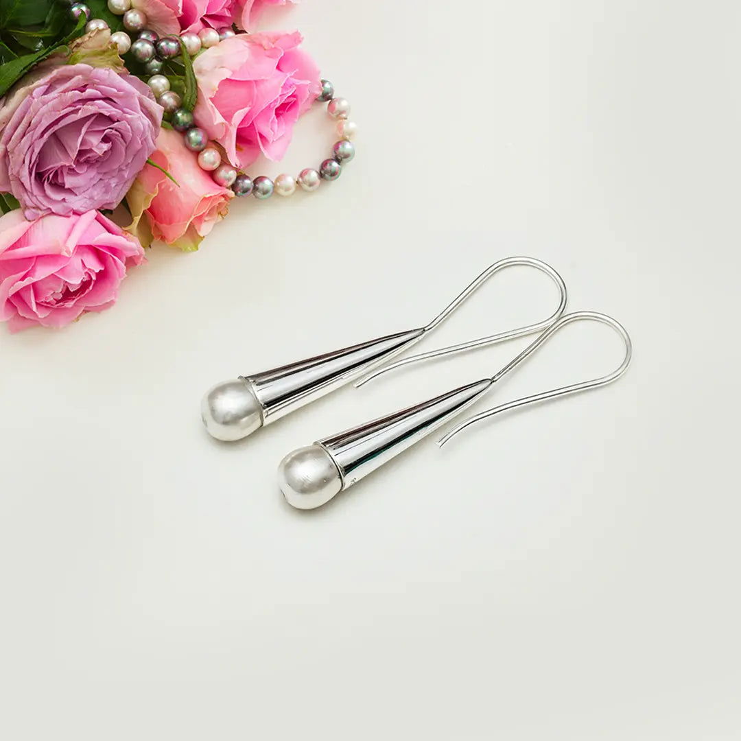 Pearl Drop Designer Earrings with Pearl In Solid Silver Jewelry