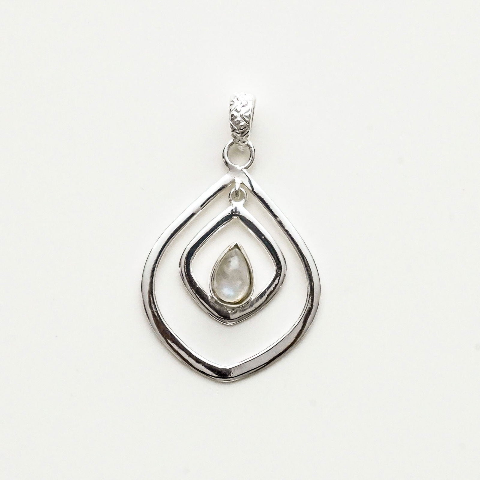 Pendants With Rainbow Moonstone In 925 Sterling Silver