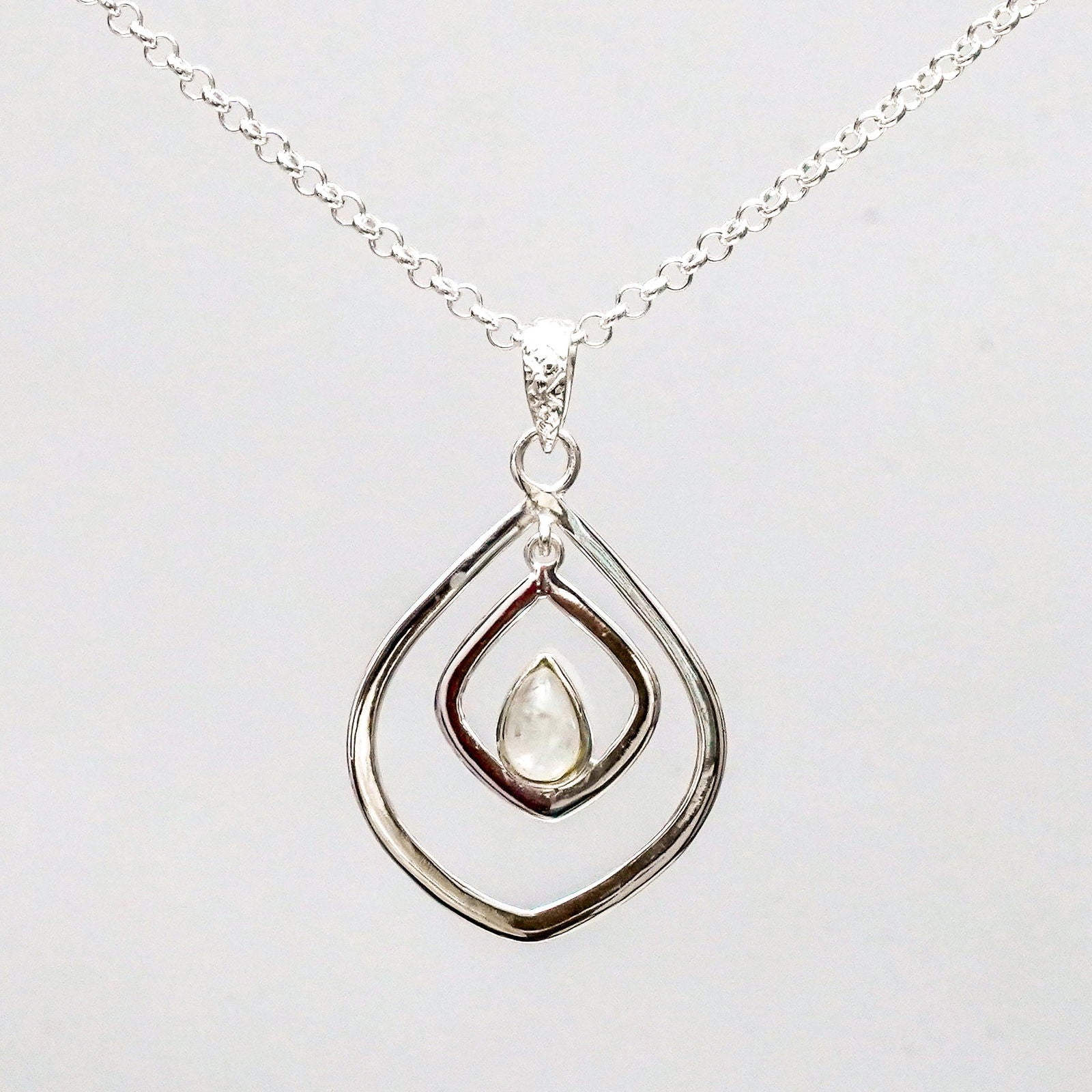 Pendants With Rainbow Moonstone In 925 Sterling Silver