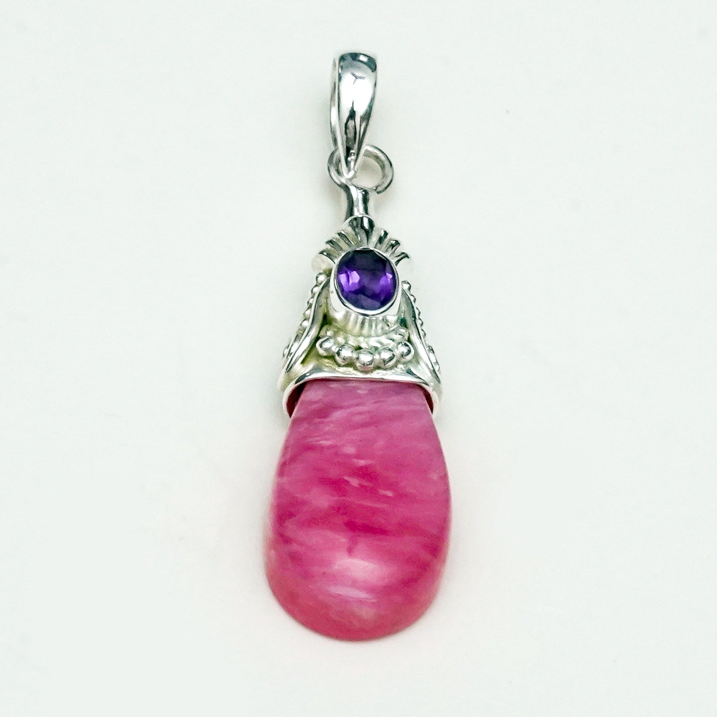Pink Rhodochrosite Garnet Gemstone Pendants In 925 Silver