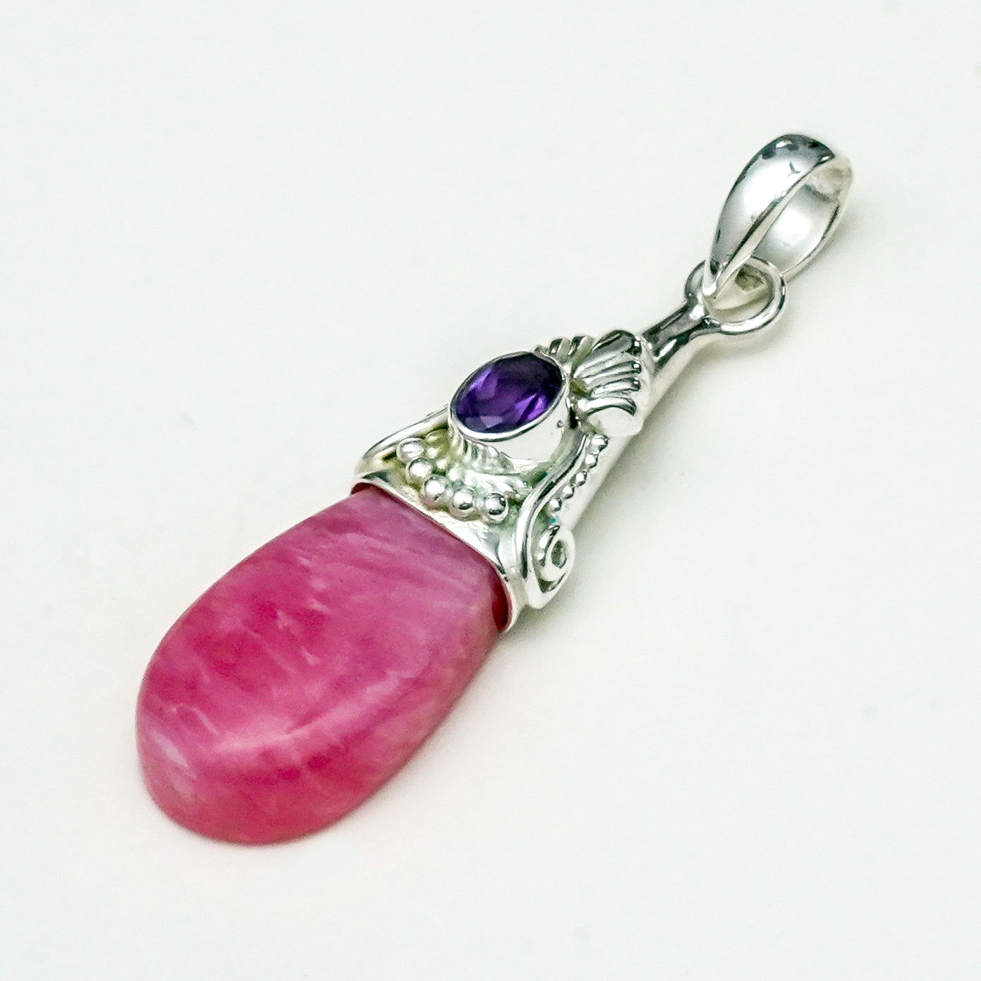 Pink Rhodochrosite Garnet Gemstone Pendants In 925 Silver