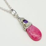 Pink Rhodochrosite Garnet Gemstone Pendants In 925 Silver