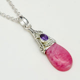 Pink Rhodochrosite Garnet Gemstone Pendants In 925 Silver
