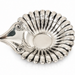 Top view of Mohnaa Shankhdeep sterling silver shell diya showing its sculpted shell-inspired shape and intricate radiating ridges.