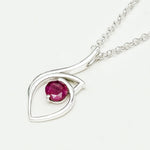 Red Gemstone Heart Pendent in Solid Sterling Silver