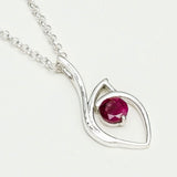 Red Gemstone Heart Pendent in Solid Sterling Silver