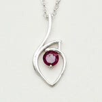 Red Gemstone Heart Pendent in Solid Sterling Silver