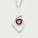 Red Gemstone Heart Pendent in Solid Sterling Silver