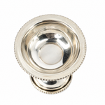 Top view of Mohnaa Padmika sterling silver diya showing the smooth reflective bowl and decorative beaded rim.