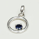 Round Pendant With Iolite Gemstone Solid Sterling Silver