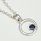 Round Pendant With Iolite Gemstone Solid Sterling Silver