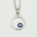 Round Pendant With Iolite Gemstone Solid Sterling Silver