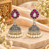 Mohnaa Rajnika Silver Jhumka Earrings