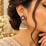 Mohnaa Ruchira Silver Jhumka Earrings