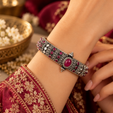 Rajnika Ruby Heritage Kada – 925 Sterling Silver