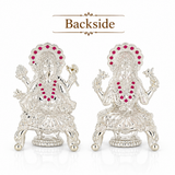 Mohnaa Lakshmi Ganesha 925 Sterling Silver Idol Set with Pink Stones