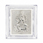 Goddess Lakshmi silver-tone embossed design in a transparent acrylic frame by Mohnaa Jewels