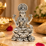 Mohnaa Jewels Silver Lakshmi Idol on Lotus Throne