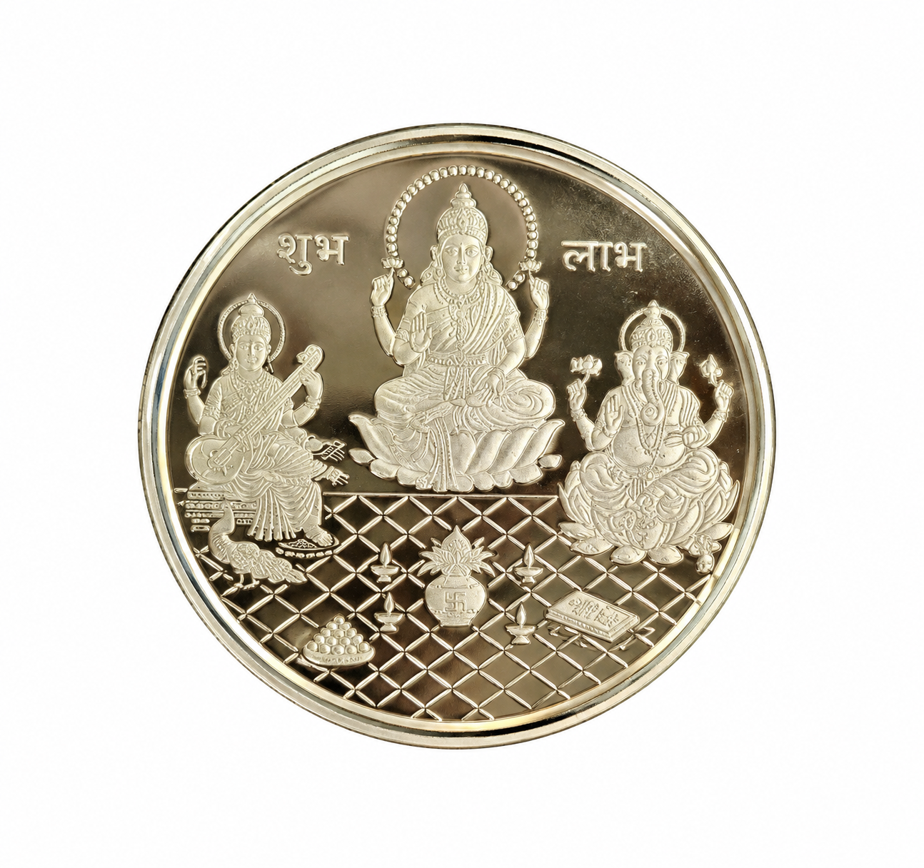 Silver Coin, Lakshmi Saraswati Ganesha Coin, Shubh Labh Silver Coin, Goddess Lakshmi Coin, Saraswati Silver Coin, Ganesha Silver Coin, Religious Silver Coin, Pooja Silver Coin, Diwali Gifts, Dhanteras Gifts, Silver Gifting, Auspicious Gifts, Spiritual Gifts, Religious Gifts, Mohnaa Jewels