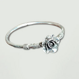 Silver Rose Oxydised Silver Bracelet - Openable