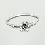 Silver Rose Oxydised Silver Bracelet - Openable